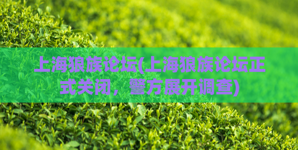 上海狼族论坛(上海狼族论坛正式关闭，警方展开调查)